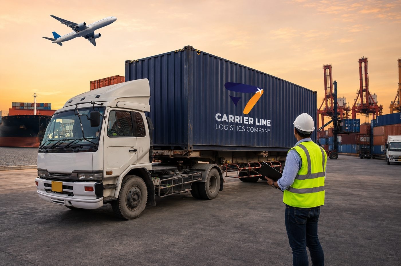 Carrier Line container truck at port